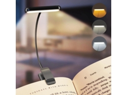Lámpara de lectura USB recargable con 14 LED, pinza flexible y opción de luz cálida o fría. MDUG (negra)