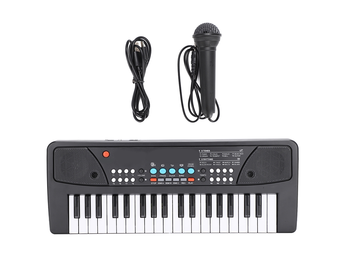 Ats-piano Electrónico Portátil Con Micrófono Juguete Musical Multifuncional Para Bebés Teclado 37 Teclas Versión En Inglés