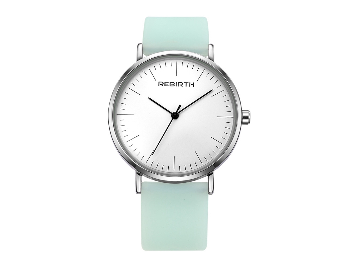 Reloj De Pulsera De Aleación Para Mujer Con Correa De Silicona, Esfera Redonda, Movimiento De Cuarzo Verde Claro.