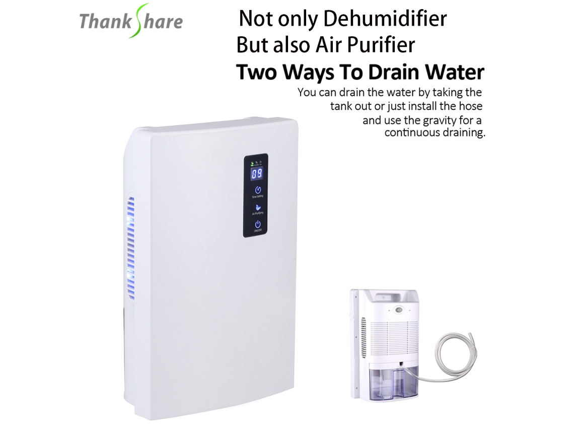 Deshumidificador eléctrico MDUG de 2 litros, purificador de aire multifuncional, táctil inteligente, silencioso, pantalla LED, temporizador