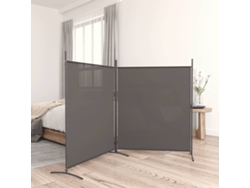 Biombo Divisor De 2 Paneles De Tela Gris Antracita 348x180 Cm