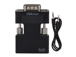 Convertidor De Interfaz Multimedia De Alta Definición Para Vga Hembra A Macho Con Cable De Audio De 3,5 Mm, Negro