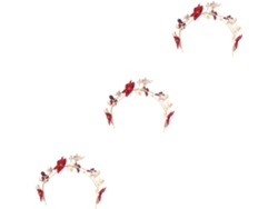 3pièces Diadème De Mariage Élégant Rouge Avec Fleur Et Imitation Accessoire Cabello Pour Mariée