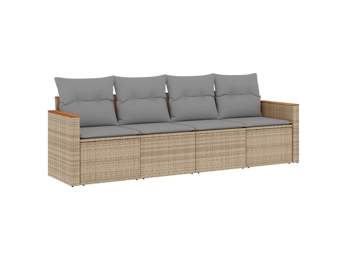 Maison Exclusive - Juego De Sofás Jardín Con Cojines Beige Mezcla 4 Pzas Ratán Pe