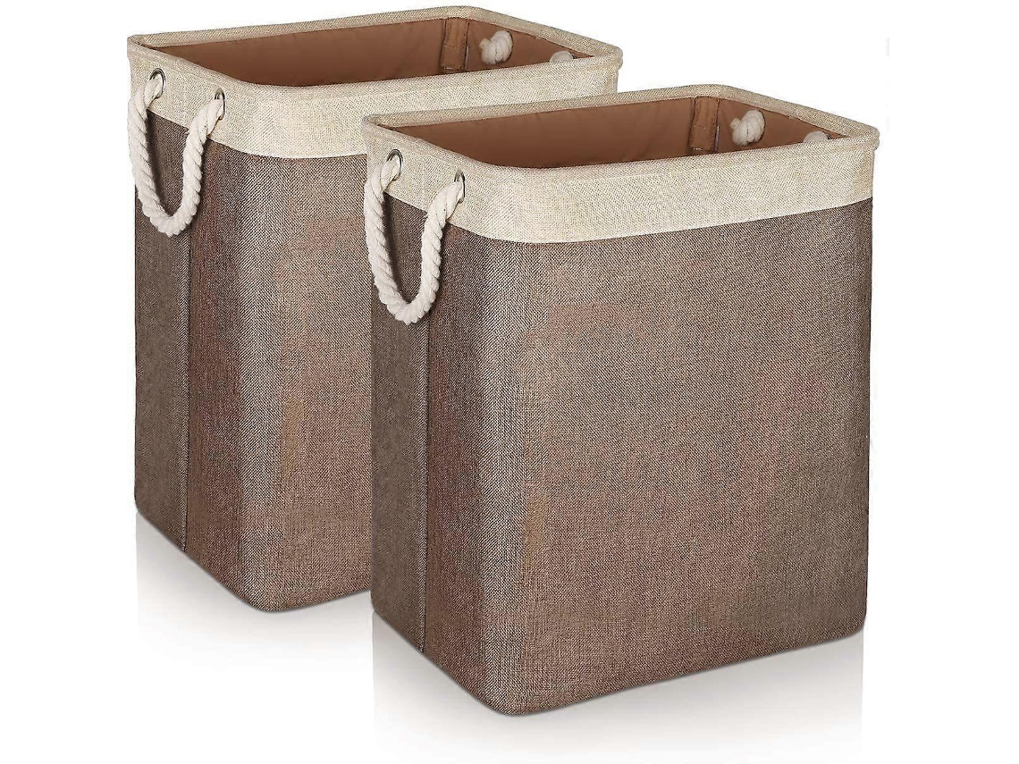 Paquete de 2 cestas para ropa sucia con asas resistentes, forro interior con soportes extraíbles, cesta grande para ropa sucia para baño y dormitorio.