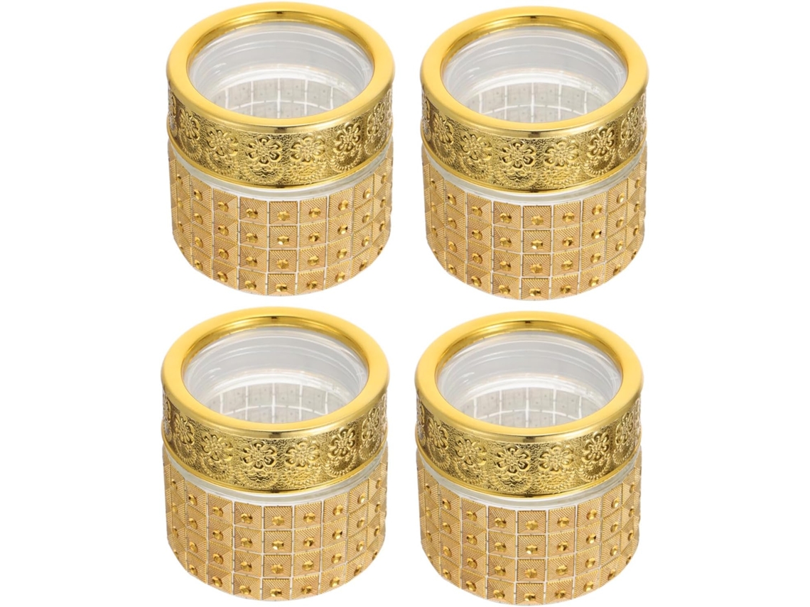 Lot De 4 Petites Bouteilles En Verre 10 G Cuelloleur Dorée Élégante Para Stockage Alimentaire Maison...