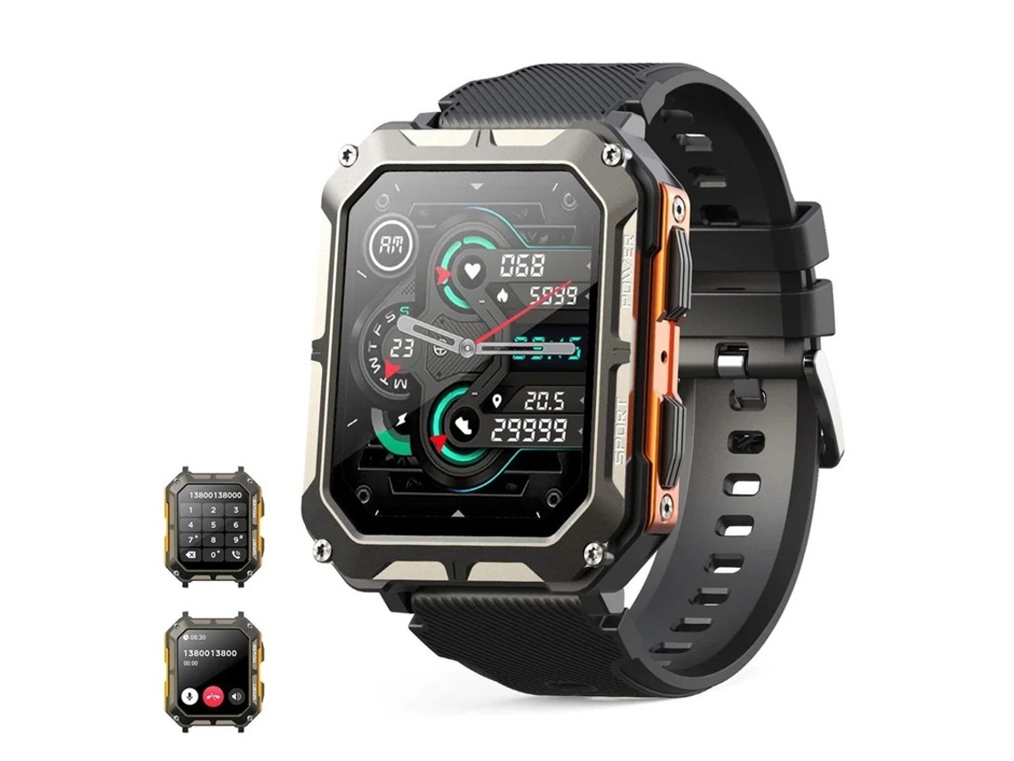 Reloj inteligente militar para hombre con dial que permite hacer y recibir llamadas, compatible con iOS y Android. Rastreador de actividad física Yizhood.