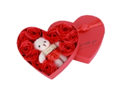 Caja de regalo con forma de oso de rosas artificiales para Navidad y San Valentín.
