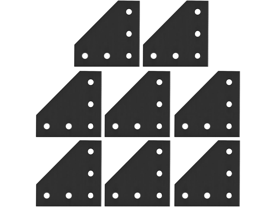 Placas De Unión Soporte Aleación Aluminio Negro, Paquete 8 Con 5 Orificios, Soportes En L 90°, Conectores Alta