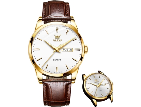 VEANXIN Reloj simple para hombre Reloj de cuarzo de acero inoxidable para hombre Reloj clásico con puntero luminoso para hombre(Blanco / Marrón)