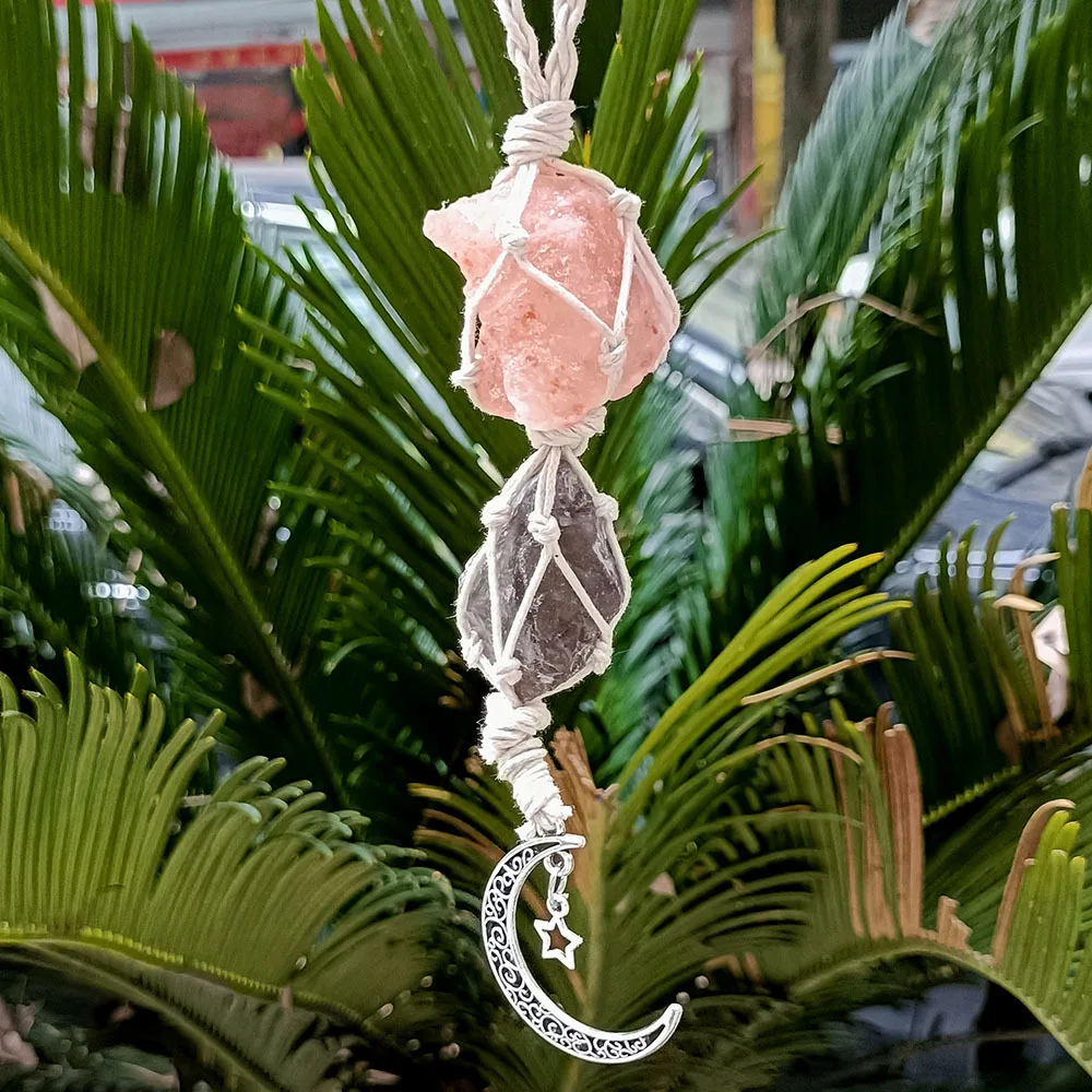 (moon Star D) Colgante Para Coche Con Borla De Piedra Aura Natural, Árbol De La Vida, Chakra, Adorno De Meditación