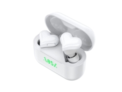Auriculares Bluetooth Mini Inalámbricos Con Forma De Corazón Y Display De Batería, Intrauditivos, Deporte, Cancelación De Ruido - Blanco