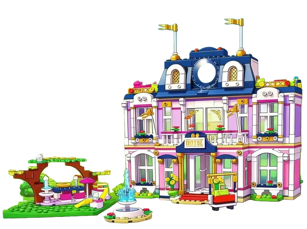 Casa de fiestas de juguete para construir con bloques de construcción
