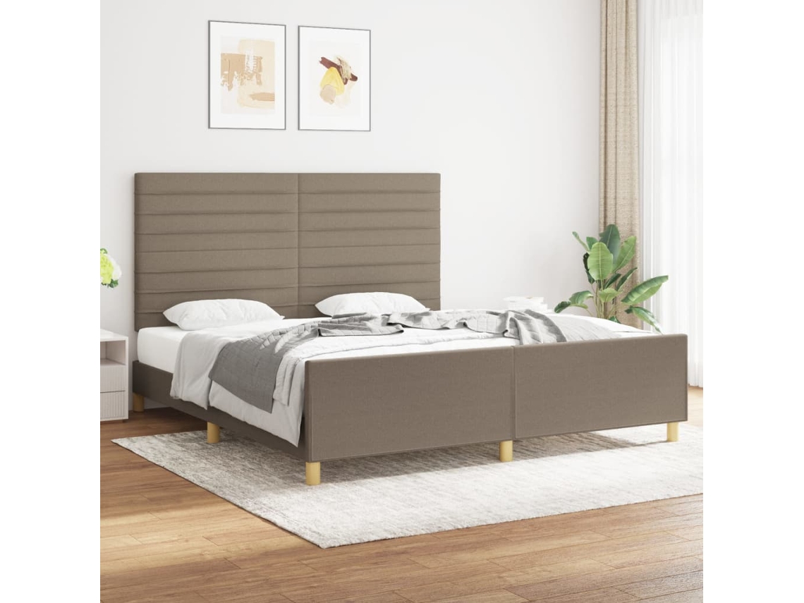 Cama Sin Colchón Tela Gris Taupe 180x200 Cm