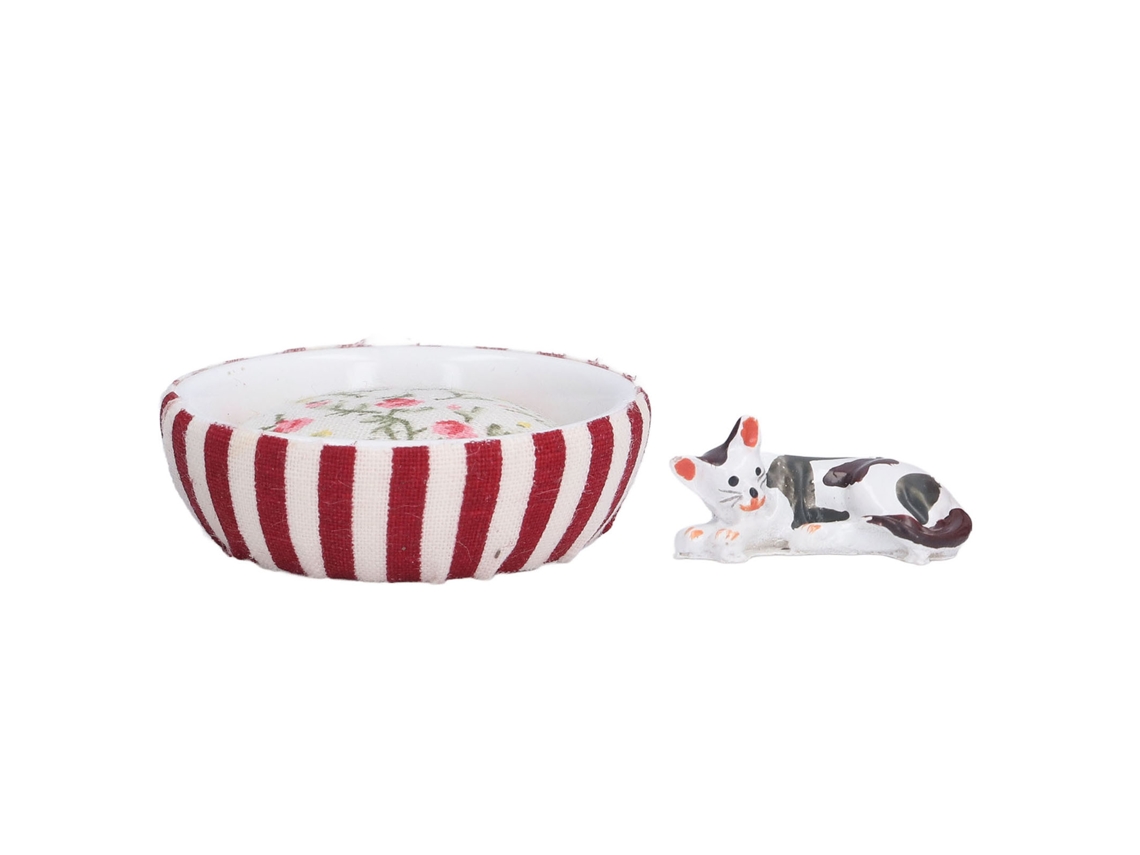 Nido Para Gatos/perros En Miniatura Para Casa De Muñecas, Escala 1/12, De Resina Y Madera De Teca.