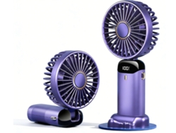 Mini Ventilador De Carga Usb Portátil, Com Tela Digital - Violeta