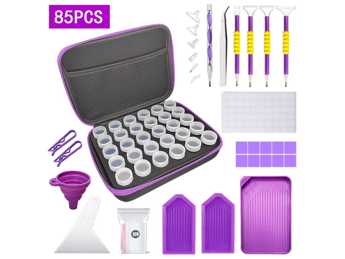 Digitallab - Caja De Almacenamiento De Cuentas Para Joyería, 85 Herramientas De Dibujo 5d, Pintura De Diamantes (30 Ranuras Con Herramientas)
