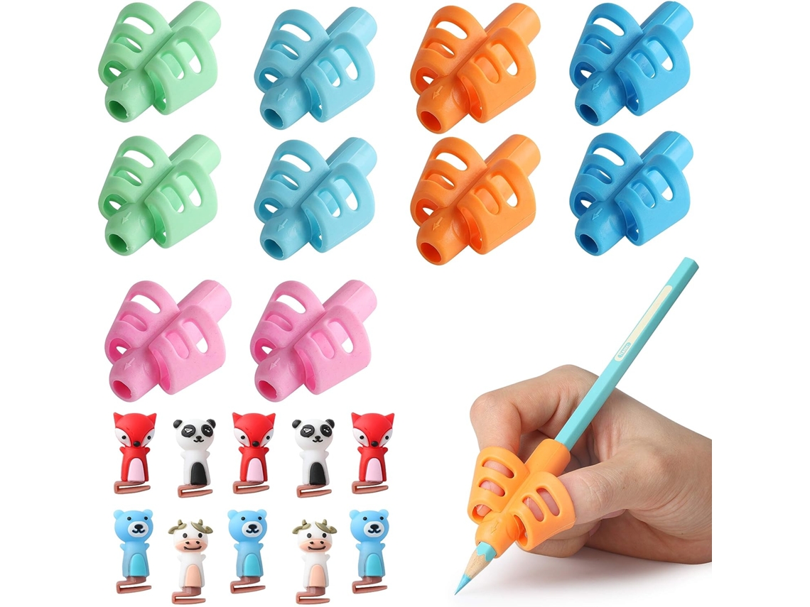 Empuñaduras para lápices para caligrafía infantil 16 piezas 8 empuñaduras para lápices 8 clips Empuñaduras para lápices CUICH Empuñaduras para lápices para niños