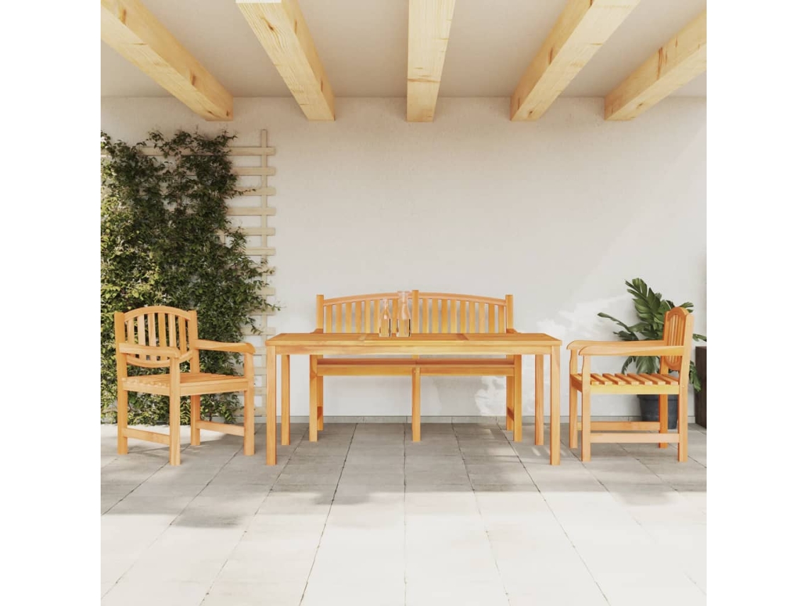 Juego de comedor de jardín de 4 piezas en madera maciza de teca DKD Home Decor