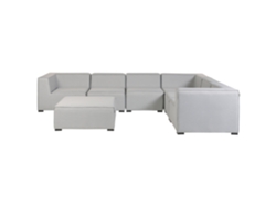 Sofá esquinero 7 plazas modular de poliéster gris claro/negro izquierdo con reposapiés BELIANI Arezzo
