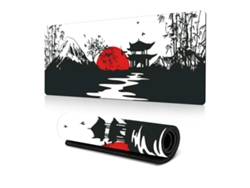 Alfombrilla De Ratón Gaming Xxl Diseño Floral - Mousepad De Goma Natural - 30x80cm Negro, Blanco Y Rojo
