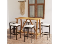 Juego de bar de jardín con cojines marrones, Dkd Home Decor