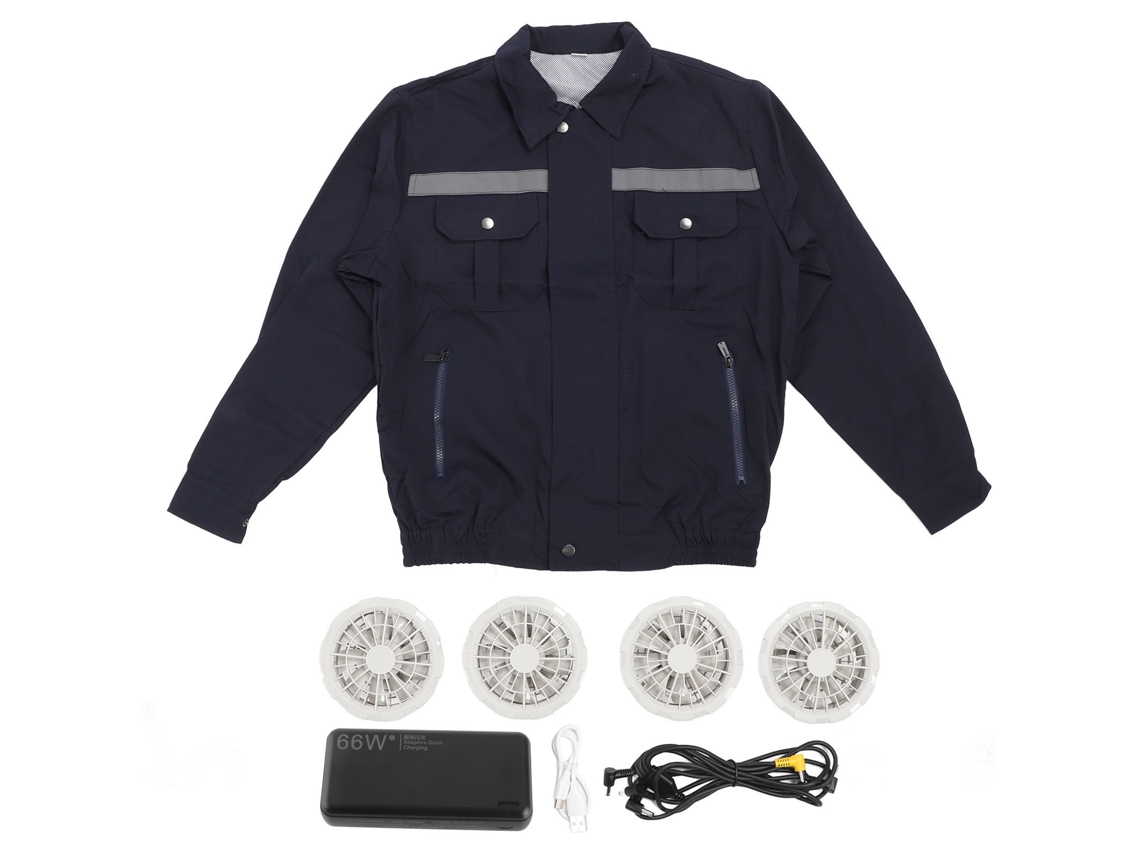 Chaqueta de refrigeración XXL con 4 ventiladores y protección solar.