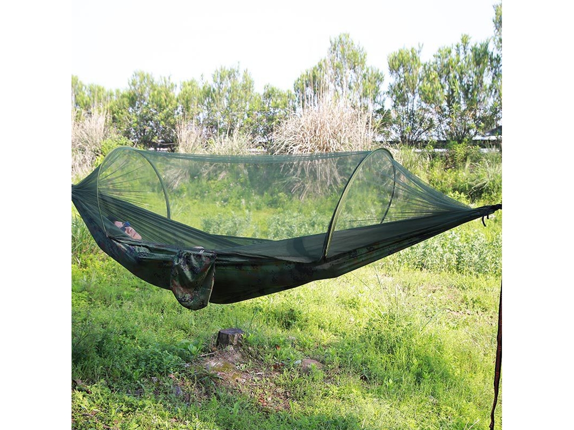Hamaca Portátil Individual Con Mosquitera, Adecuada Para Mochileros Y Campamentos Al Aire Libre (250x120 Cm) Camuflaje Siurn