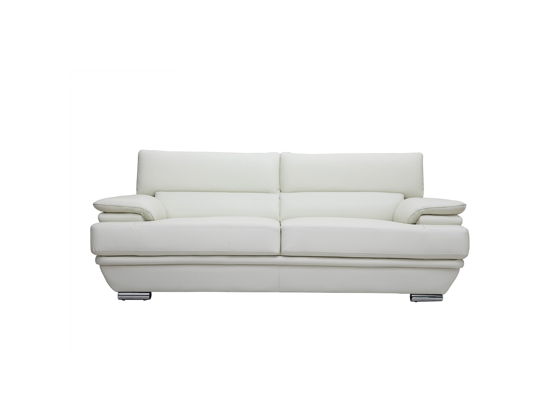 Sofá de cuero diseño tres plazas con cabeceros ajustables blanco EWING MILIBOO