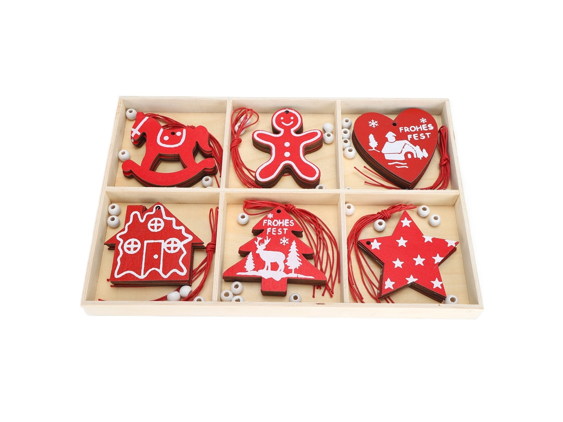 Adornos Colgantes De Madera Para Árbol De Navidad (hágalo Usted Mismo) - Accesorios Decorativos Jm02033