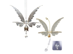 Colgante de cristal con forma de alas de mariposa, campanillas de viento, ángel de la guarda, arcoíris