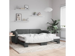 Sofá Cama Nido Con Colchón Tela Gris Oscuro 90x190 Cm