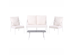 Conjunto De Exterior Em Aço Branco Com Almofadas Beliani Ustica De Aço Branco 112x68x75