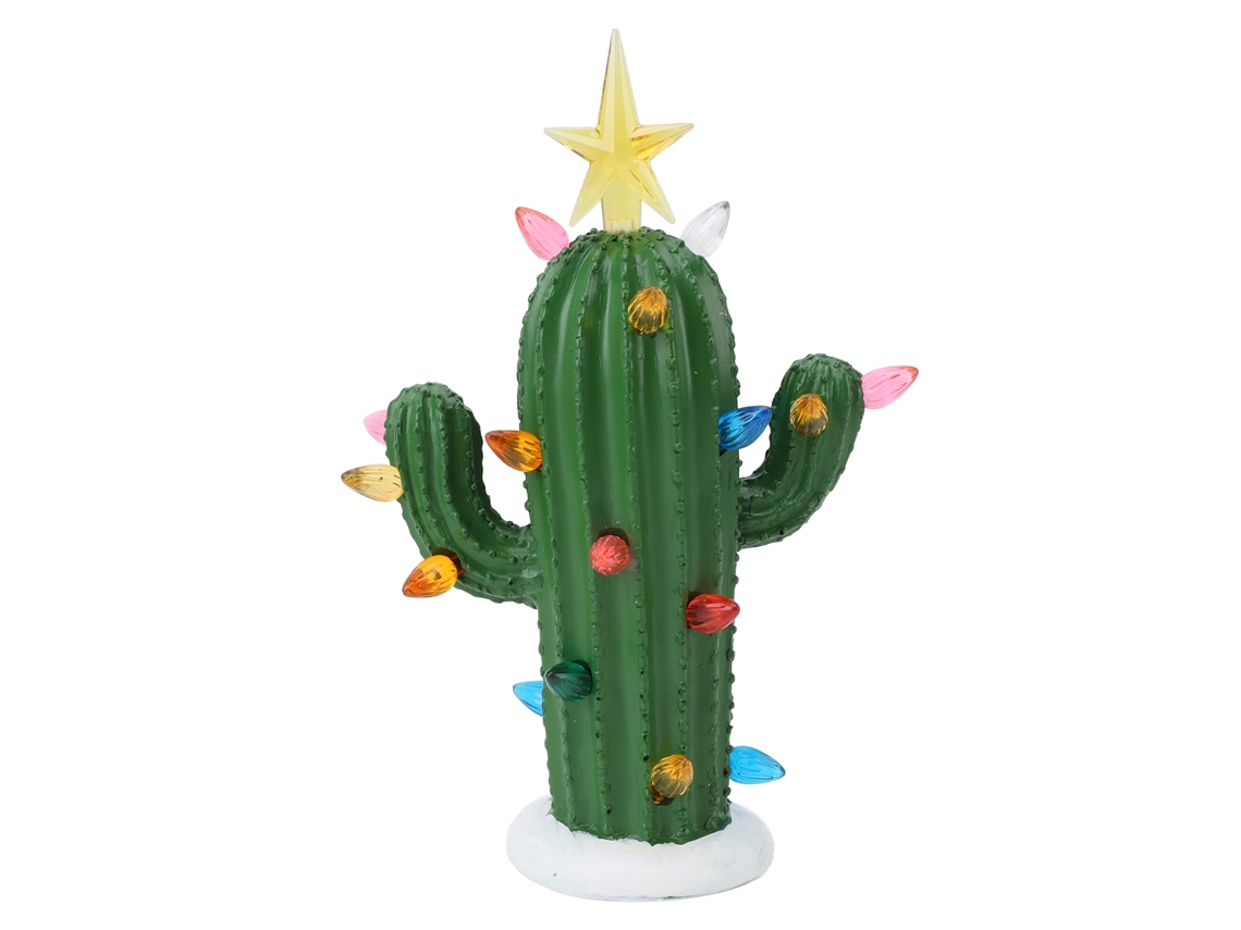 Lámpara de mesa Baok Cactus, fabricada en resina, iluminada y decorativa, ideal para el hogar, el dormitorio o la oficina, en color verde.