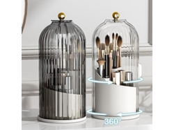 Organizador De Brochas De Maquillaje Con Tapa Giratoria De 360°, A Prueba De Polvo Para Escritorio.