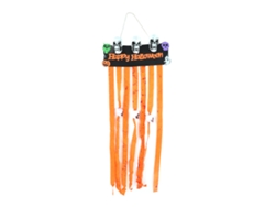 Porta Pingente Halloween Com Cabeça De Caveira E Abóbora Em Tecido Festiva Decoração 120cm