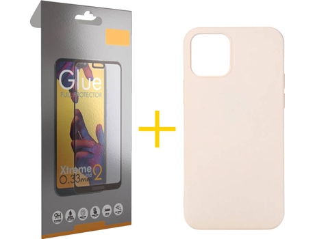 Kit Funda + Protector de Pantalla Apple iPhone 11 Pro Max SKYHE Full Liso (Rosa Crema)