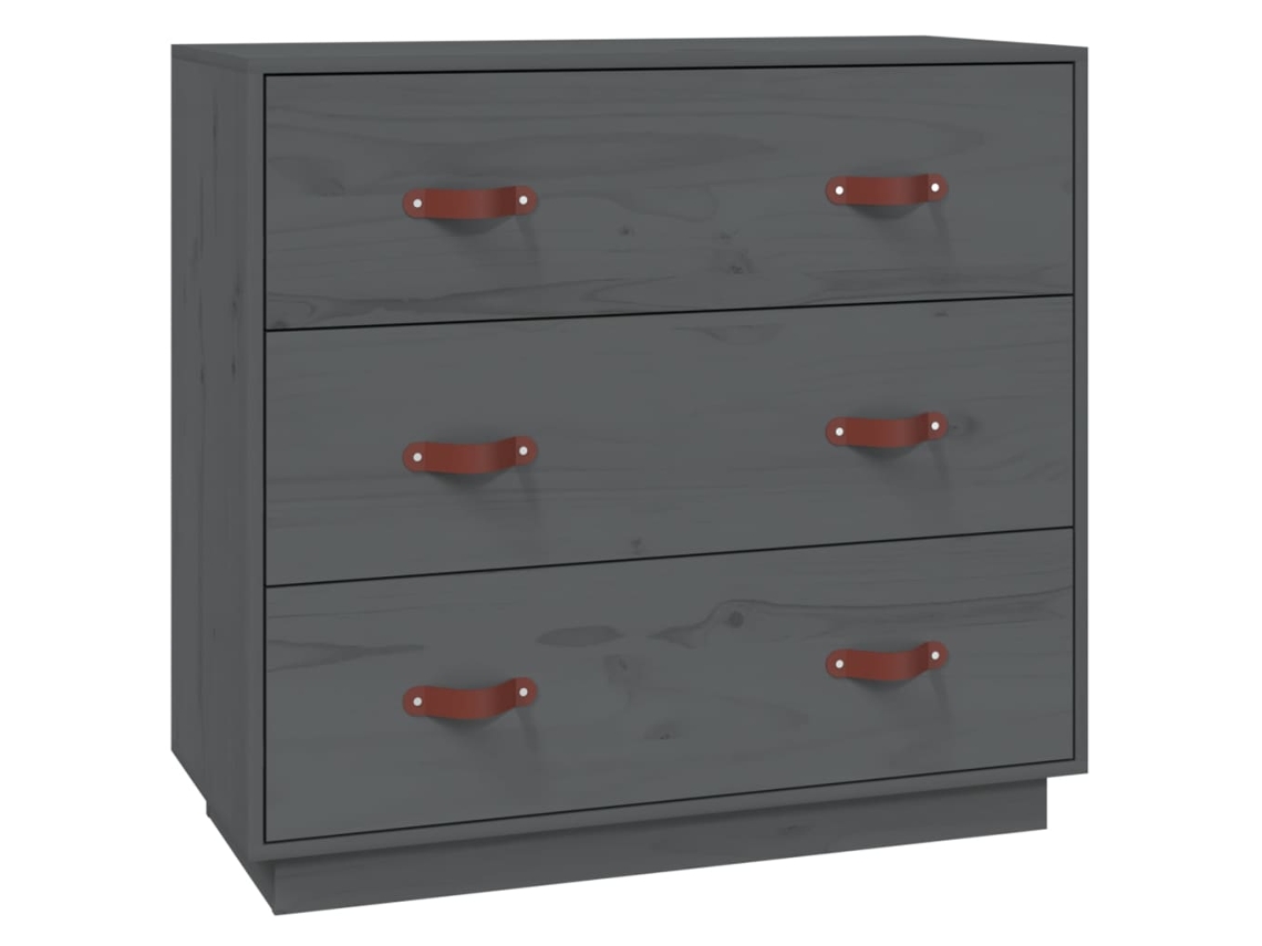 Maison Exclusive - Aparador Madera Maciza De Pino Gris 80x40x75 Cm