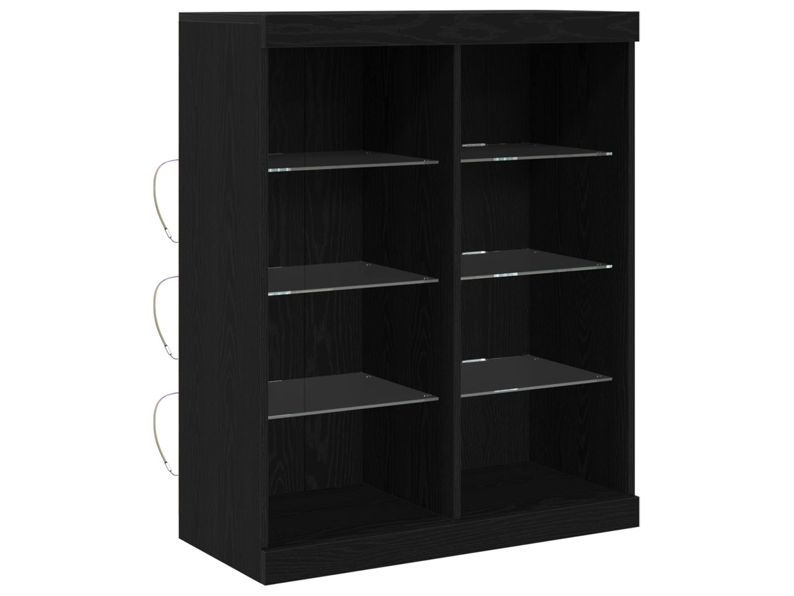 Maison Exclusive - Aparador Led Roble Negro 41 X 37 X 100 Cm Madera De Ingeniería
