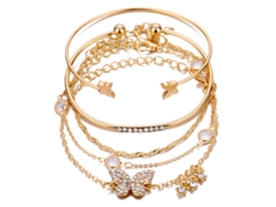 Conjunto de 4 pulseras para mujer, apilables, ajustables, chapadas en oro, regalos especiales para mujeres.