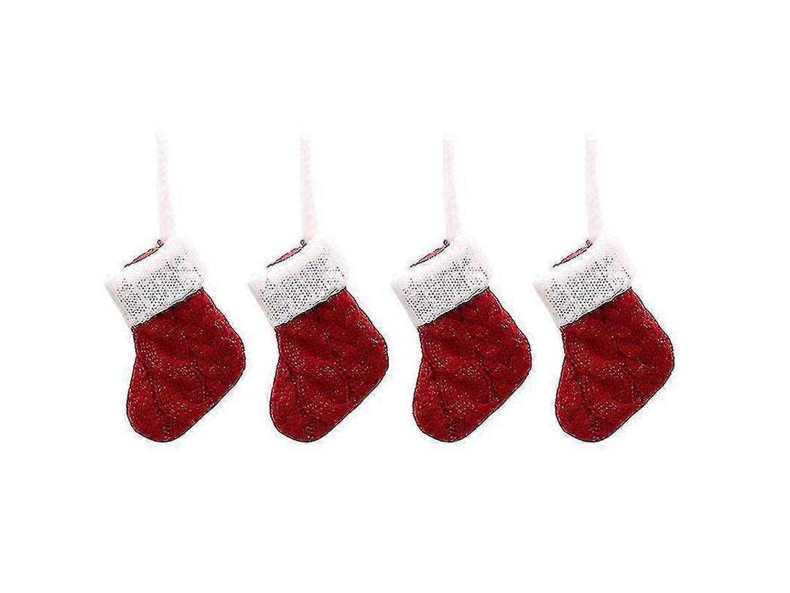 Juego de 4 bolsas navideñas para cubiertos, tenedor, cuchara, calcetines, portacubiertos y calcetines de punto de Hengjian.