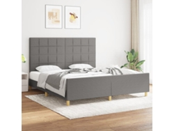 Cama De Matrimonio | Cama Para Adultos | Cama Sin Colchón De Tela Gris Oscuro 180x200 Cm