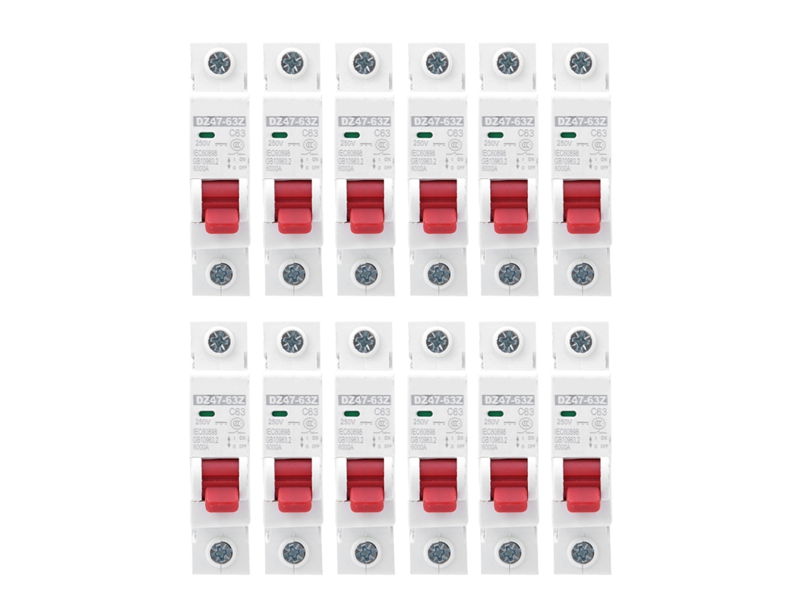 12pcs Interruptor De Circuito Mcb Dz47-63z Dc250v 1p 63a Protección Para Fotovoltaica