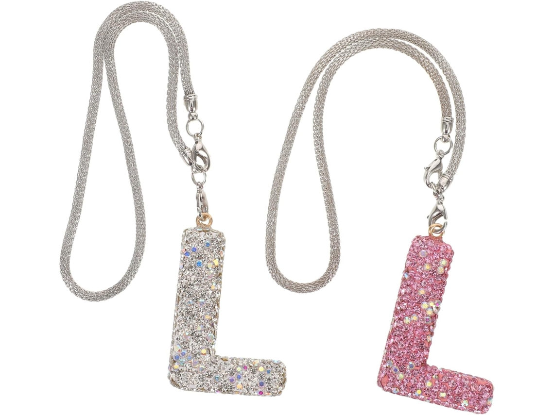 2 Piezas De Colgantes De Letras Para Coche Con Diamantes De Imitación, Cerámica, Decoración Elegante Para El Espejo Retrovisor Interior