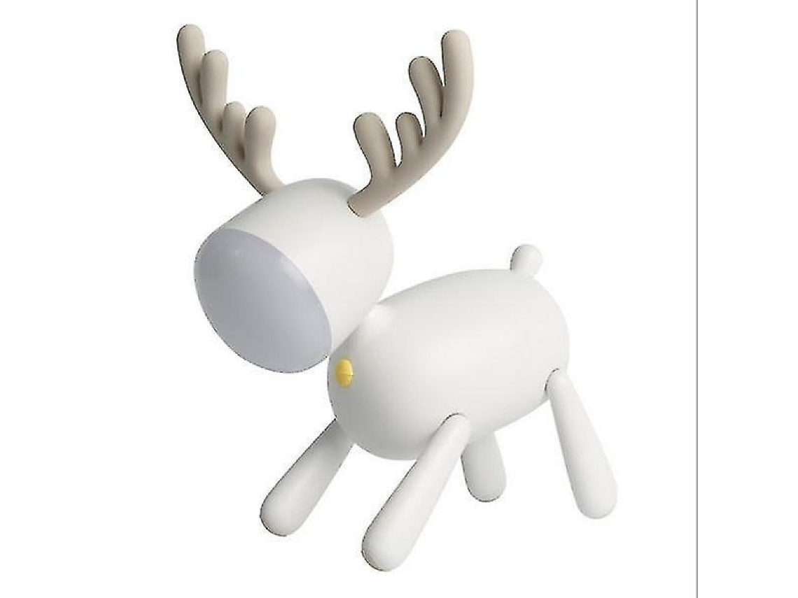 Luz nocturna, iluminación ambiental, lámpara LED con diseño de ciervo, lámpara de escritorio para niños, color blanco.