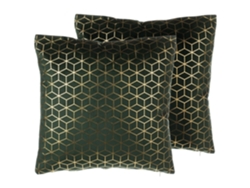 Conjunto de 2 cojines decorativos BELIANI Celosia de Terciopelo Verde 45x45x12