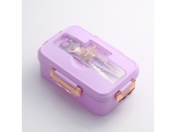 Marmita Bento para Menina, com Divisórias, Inclui Colher e Garfo, Ecológica e Própria para Micro ondas. MDUG (roxo)