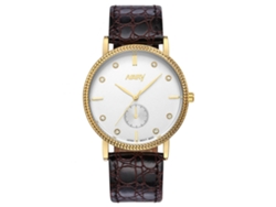 Reloj De Cuarzo Impermeable Nary Simple Elegante Para Hombres (caja Dorada Correa Marrón)