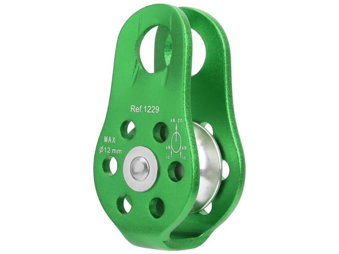 Polia lateral fixa pequena de alumínio Jinwei, 20 kN, para escalada ao ar livre e trabalhos em altura, verde.