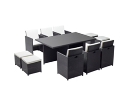 Conjunto de Cenar Exterior CONCEPT U Mónaco (Negro y Blanco - Resina - 178x115x74 cm)